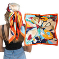 AWAYTR Satin Silk Scarf - Large Hair Bandana, Sleeping Wrap for Women - color: Flower(blue)