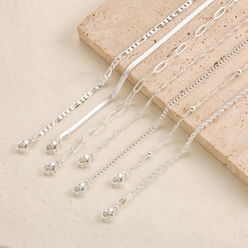 Tewiky Waterproof Gold Bracelets for Women Non Tarnish - Dainty Stack 14K Gold Plated/Sterling Silver Chain Bracelets Set Adjustable Trendy Jewelry for Women - style: Style F