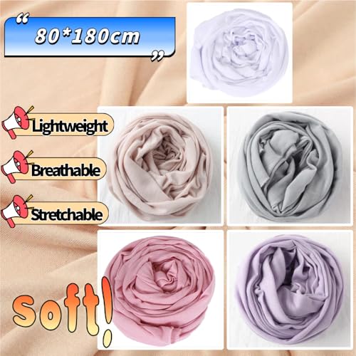 Head Wraps for Black Women, Breathable Headwrap Soft Long Hair Wraps Wide Headscarves for Locs Braids - color: 5pcs-(beige,light Grey,pink, Light Purple,white)