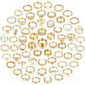 FAXHION 24-60 Pcs Gold Stackable Rings for Women, Knuckle Rings Chunky Gold Ring Set Dainty Stacking Cute Rings, Multiple Sizes Cute Jewelry Set Gift - style: Modern, Contemporary, American