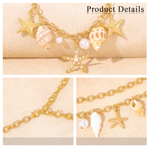 ELABEST Seashell Belt Shell Body Chain Starfish Waist Chain Bikini Beach Belly Chains for Women - style: Starfish