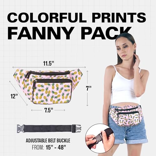 Fanny Pack Belt bag - Crossbody Waist Bag for Men or Women - Hands-Free, Waterproof Large Bumbag for Hiking, Running, and Travel (Pineapple) - color: Pineapple v2