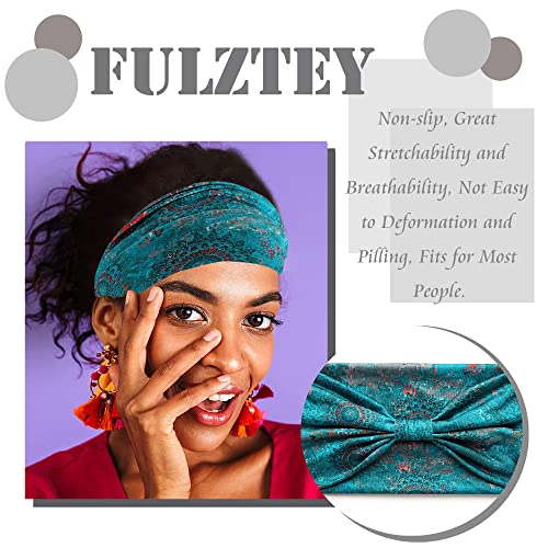 FULZTEY Boho African Headbands for Women Hair Vintage Stretchy Wide Knotted Hairbands Yoga Running Athletic Turban Stylish Pattern Hair Accessories for Women Girls 4 Pieces - color: Style 5