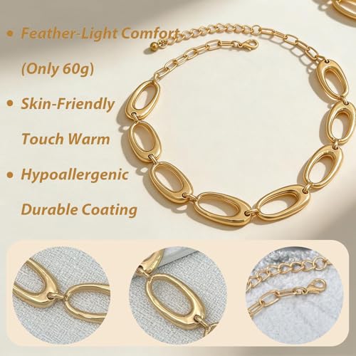 Long tiantian Chunky Gold Necklace Stack Chain Necklaces for Women Statement Layered Paperclip Choker Necklaces Statement Necklace for 80s 90s & Night Out Outfits Paperclip Style Fashion Jewelry - color: A3：chunky chain choker
