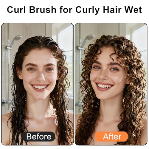 Curly Hair Brush, Curl Defining Brush with Soft Boar Bristles Detangling Tangled Glides, Wide-Teeth Design Effortlessly Shaping & Defining Curls (Matte Black) - color: Matte Black