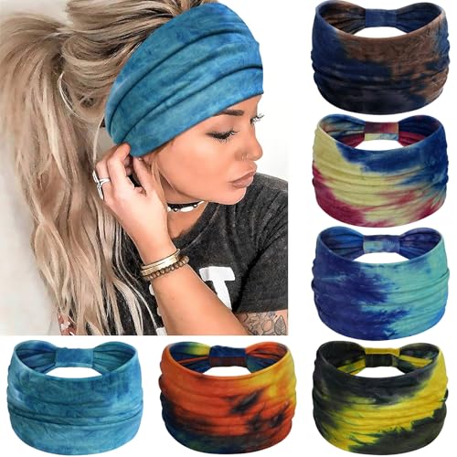 Awumbuk Wide Headbands for Women Knotted No Slip Head Bands Soft Turban Headband Hair Accessories Boho African Solid Color Head Wraps for Women Yoga Workout (yellow) - color: yellow