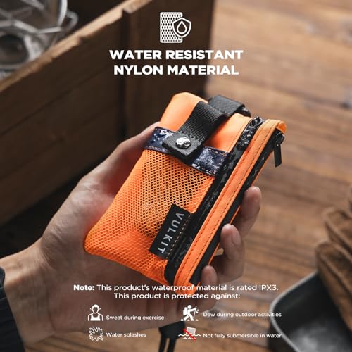 VULKIT Small Minimalist Wallet for Women and Men RFID Blocking, Zipper Coin Pouch with ID Window and Keychain, Water Resistant Travel Lanyard Wallet Orange - color: Orange