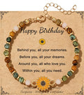 Sunflower Gifts for Women, Gifts for Women Bracelet, Symbol of Positivity Strength and Love, Inspirational Sunshine Jewelry, Birthday Christmas Thank You Gift, Friends Daughter Coworkers - style: Happy Birthday