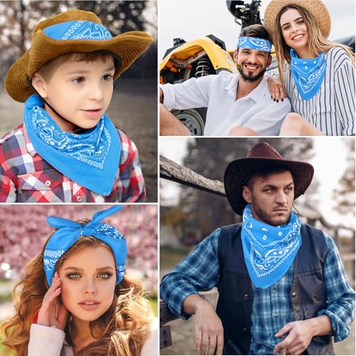 NACHLYNN 10/20pcs Paisley Bandanas Assorted Bandanas Cowboy Polyester Headbands Square Scarf Headwear - color: Blue