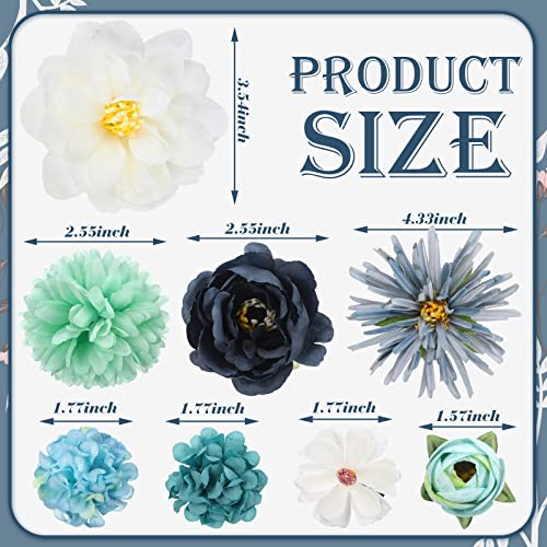 BBTO 21 Pcs Flower Hair Clip Rose Hair Clips Barrettes for Women Flower Accessories Boho Bride Claw Clip Hairpin Brooch Pin Headpiece for Wedding (Light Blue) - color: Light Blue