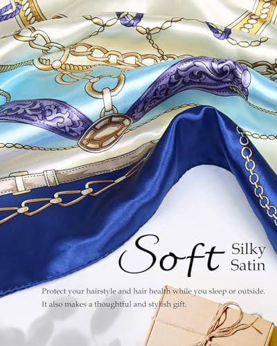 Satin Scarf 2 in 1 Wrap Cap Hair Net for Silk Press, Soft Headband Hair Net with Silk Like Scarf for Sleeping - color: Nautical Anchor