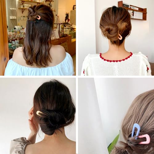 French hair pins for women 8 pcs-Elegant French Twists, Buns and Updos with No Hair Damage,Small Metal U-shaped French Pin Great Hold,Suitable for fine & thick hairUS366