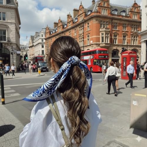 STARWHISPER Multicolored 22''x22'' Cotton Bandana for Women and Men Multi-purpose Headband Hair Scarf Protective Coverage - color: S5-navy