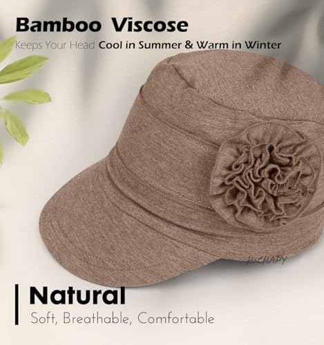 Hachapy Soft Newsboy Cap for Women Slip on Headwear Summer - color: Light Brown Grey