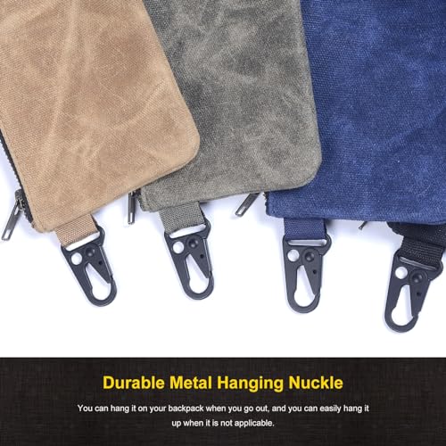 Small Tool Bag, Waxed Canvas Zippered Pouch, Tool Pouches with Zipper, Utility Small Tool Pouch for Tool Organizers and Storage, 8.5" x 4" - 4-Pack - color: 4 Pack Small