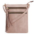 DELUXITY Crossbody Purse Bag Shoulder Bag Multi Pocket Zipper Purse - color: Blush