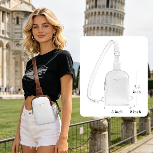 INICAT Women's Small Sling Bag, Lightweight Everyday Vegan Leather Crossbody Purse for Daily Essentials and Travel Light - color: Off-white, size: Small