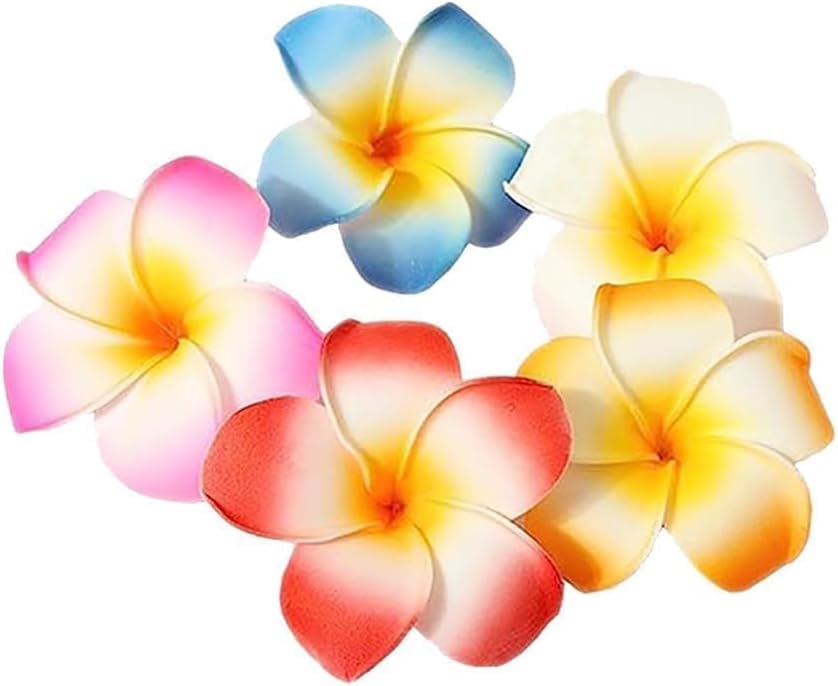 10Pcs 7cm Multicolor Hawaii Plumeria Flower Clips, Artificial Tropical Flower Hair Accessories for Wedding, Beach Party, Artificial Hair Clips and Barrettes