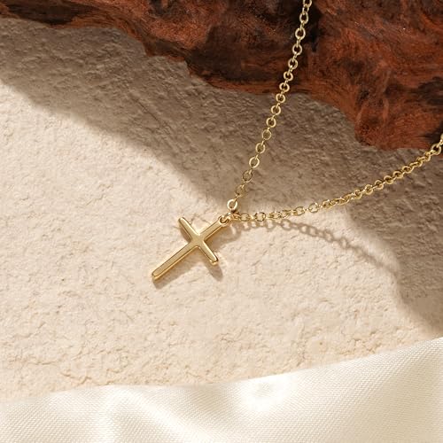 Turandoss Gold Cross Necklace for Women Girls Jewelry Gifts, Dainty 14K Gold Plated Cross Necklace Infinity CZ Holy Mary Medal Necklaces for Women Baptism Religious Faith Jewelry First Communion Gifts - color: 14k gold cross necklace
