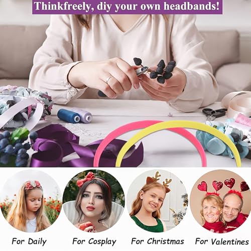 Wecoe Headbands for Women Girls 16pcs Skinny Fabric Headbands – Non-Slip Trendy Hair Accessories for Women & Girls