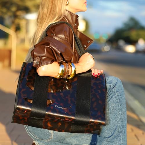 FLAUNT Everyday Tote Bag with Phone Pouch for Women - Lightweight, Airline Approved, Easy To Carry, Foldable & Washable - color: Tortoise Shell