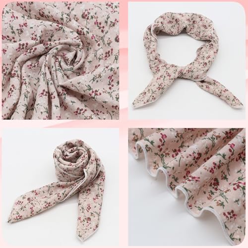 Bandanas for Women Men 21"x21" Floral Headband Scarf Versatile Hair Bandana Square Head Scarf - color: Little Romantic
