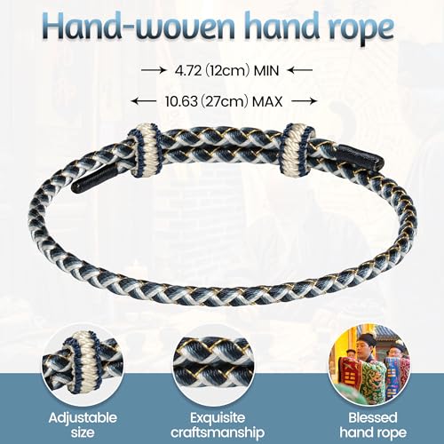 MOCLIF Bracelet for Men and Women, Adjustable Kabbalah Braided Bracelet，Good Lucky Lucky Fashion Red/Blue Handmade Wrist rope - color: Blue