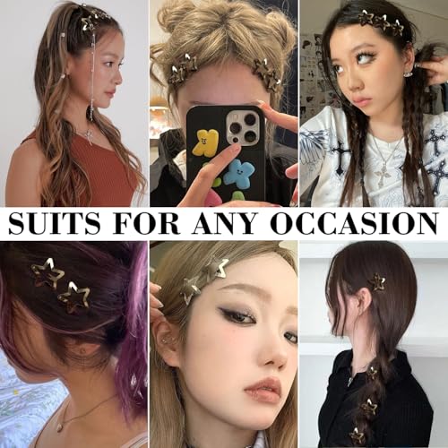 Seneeel 30 PCS Gold Star Hair Clips (1.22" & 1.65") - Snap Hair Accessories for Girls & Women - Non Slip Star Clips - Gold Metal Hair Clips - color: 1.22" 1.65"gold (30PCS)