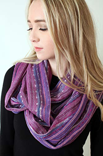 Anika Dali (15 Colors) Shimmer Sparkle Infinity Scarf, Women's Festival Bliss Lightweight Fashion Shawl - color: French Lilac