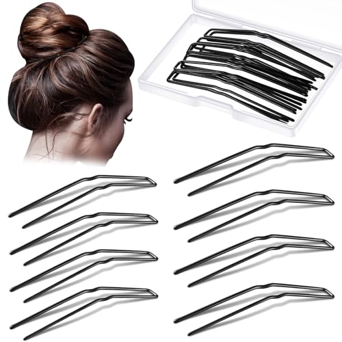 36 Pieces U Shaped Hairpins Ballet Buns Bobby Pins Hair Styling Metal Hairpins for Updo Bun Bobby Pins for Women Lady Thick Thin Long Curly Hair(Black, 2.5 Inches) - color: Black, size: 2.5 Inch