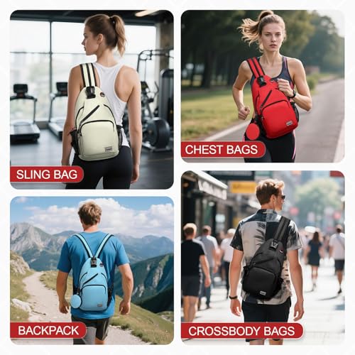 Convertible Sling Bag with Coin Pocket, 11" Tablet Crossbody Mini Backpack with Headphone Jack Casual Pack for Women Men Travel, Red - color: Red, size: Large