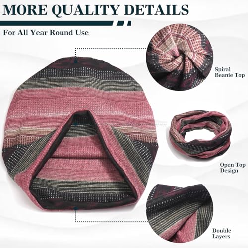 Chemo Headwear for Women Soft Cotton Slouchy Beanie Hat Scarf for Cancer Care - color: Hot Pink