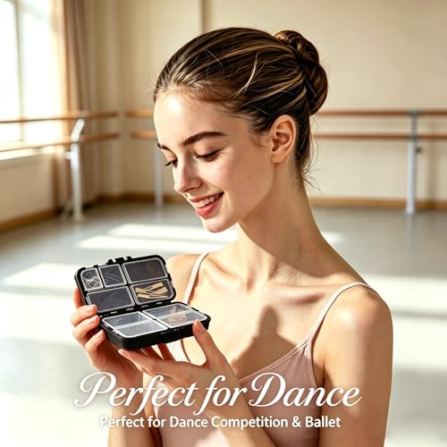Hair Accessories Kit, Bobby Pins Set with Storage Box, Dance Competition Essentials Hair Styling Kit for Women Travel Ballet Updo Hairstyles (Brown) - color: Brown