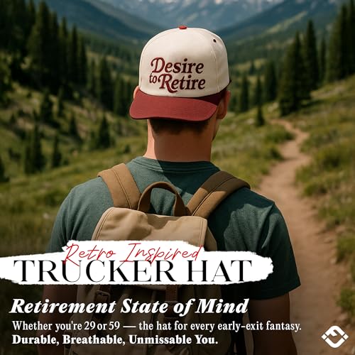 Funky Junque Vintage Canvas Snapback Hat - Adjustable 2 Tone Cap for Men Women - Put It On My, Cowboy, Girl Dad, Funny - color: Desire to Retire - Burgundy/Beige