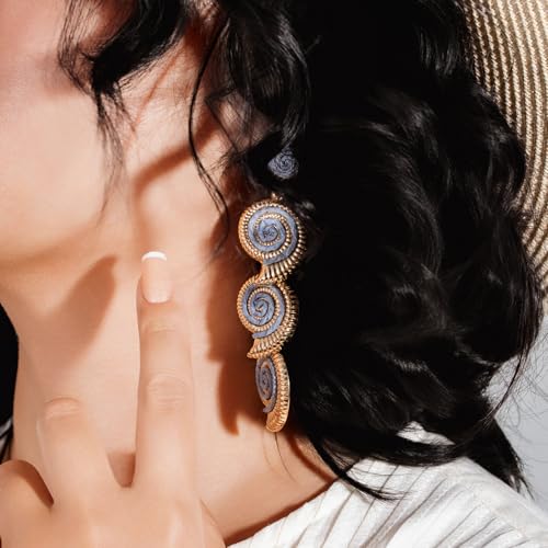 Boho Raffia Earrings Starfish Shell Seashell Dangle Drop Earrings Cute Statemnet Trendy Jewelry Summer Beach Outfits for Women - color: Lilac, size: Seashell