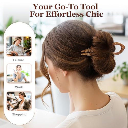 Prestige Hair Pins, 6PCS French Hair Pin for Women Girls, Double-Notch Locking Mechanism Anti-Loosening Hairpins, U-Shaped Hair Styling Pins Strong Hold Hair Fork for All Hair Types Wedding Prom(C) - color: C