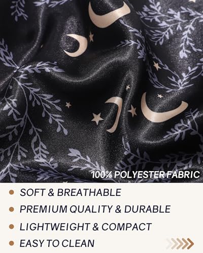 AWAYTR Long Satin Bonnet for Braids - Elastic Silk Hair Bonnets for Sleeping Night Cap Stretchy Tie Band for Women(Star and Moon) - color: Star and Moon