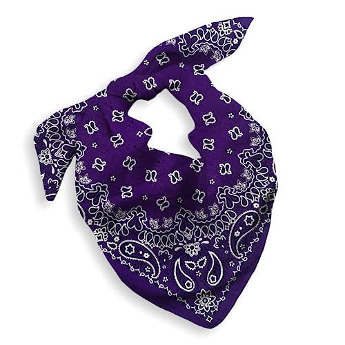 Gift Packaging Bandana for Men Women - 100% Cotton, Paisley, 22x22 In, 1 Pack - Large Bandanna Handkerchief Cowboy Hanky - color: Purple