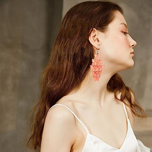 Nine Piece Butterfly Earrings Mix Color Bohemia Style Long Drop Dangle Hook Earrings Lightweight Fashion Style Butterfly Earrings Holiday Gifts Jewelry for Women - color: Orange