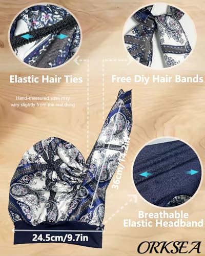 Chemo Headwear for Women Head Scarf Headwraps Silky Soft Turbans for Women Cancer Hats Chemo Beanie Coverings Scarves - color: C Blue Floral Pattern 3