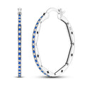 Parmuz 925 Sterling Silver Earrings Hoops for Women Ladies Simple Lightweight Twisted Medium Hoop Earrings With Cubic Zirconia Hypoallergenic Jewelry for Her - color: dark blue