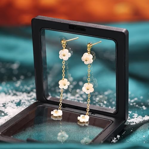 Moodear Dainty Pearl Dangle Earrings for Women - Trendy 14K Gold Plated Pearl Hypoallergenic Drop Earring Wedding Jewelry Gift - style: flower drop earrings