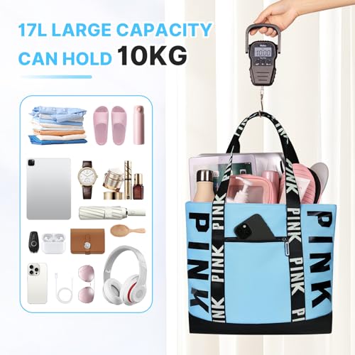 Boomistry Travel Tote Bag for Women, Large Waterproof Beach Bag for Daily | Large - color: Sky Blue