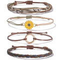 FANCY SHINY Easter Gifts Basket Stuffers Sunflower String Bracelet Boho Braided Rope Wrap Bracelets Cute Summer Beach Surfer Jewelry for Women - color: Neutral
