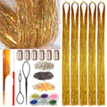 Celinebella Bronze Gold Hair Tinsel, 48" 5 Bundles 1250 Strands Fairy Hair | Shimmering bronze copper metallic strands, lightweight, heat safe to 320°F, ideal for Christmas holiday & daily wear - color: 15-Bronze Gleam, size: 48 Inch Pack of 5Pcs