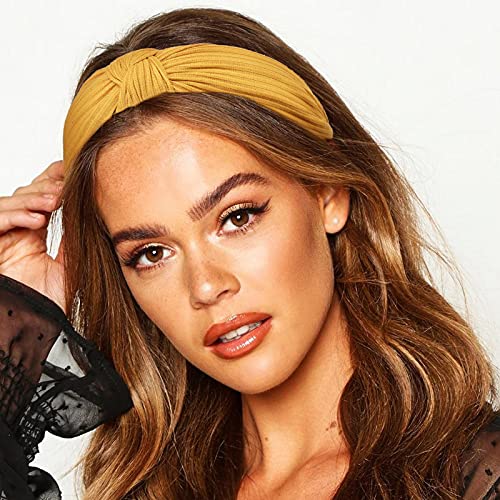 DRESHOW 8 Pack Knotted Headbands for Women Wide Turban Headband Yoga Exercise Ribbing Hair Hoop Hair Bands Accessories - color: 8 Pack Ribbing CB