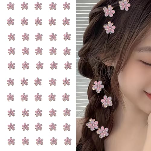 Small Crystal Hair Charm Claw Clips for Women Girl, 10PCS Gradient Cat's Eye Mini Flower Claw Design Hair Accessories (Purple) - color: Purple