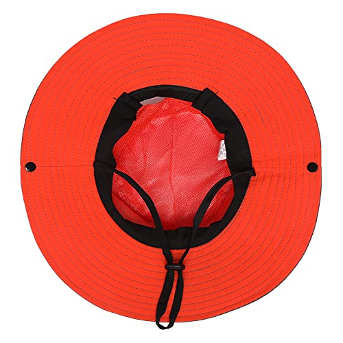 Womens Summer Sun Hat Beach Hat Wide Brim Outdoor UV Protection Hat Foldable Cool Mesh Ponytail Bucket Hat - color: Orange-grey