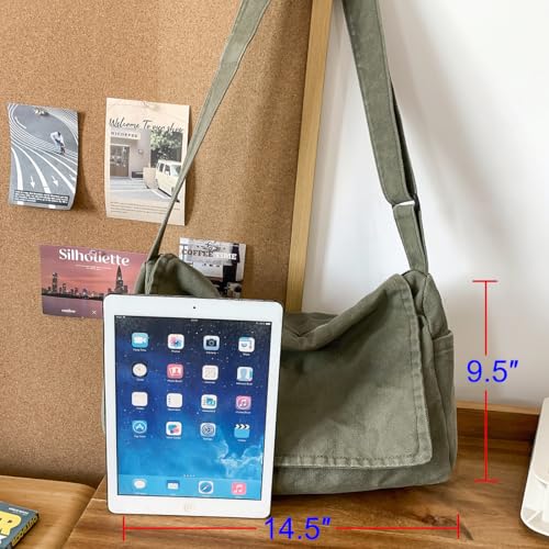 Messenger Bag for Women Men Satchel Bag Canvas Crossbody Shoulder Bag Casual Sling Bag - color: Red
