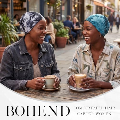 Bohend Bohemian Beanie Hats Headwear Cap Stretch Non Slip Bandanas Sleep Turbans Hats for Women Men Close top Head Covering - style: Tie Dye Style